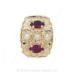 GS268 PL/AMY - 14 Karat Gold Slide with Pearl center and Amethyst accents 